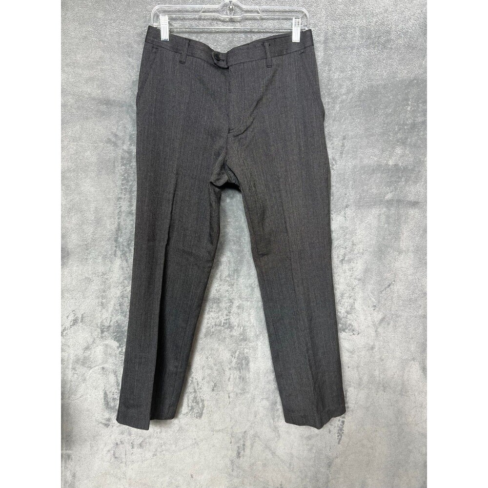 Next Men’s Dress Pants 30S Charcoal Pinstripe Flat Front Zip Fly Gray Trousers